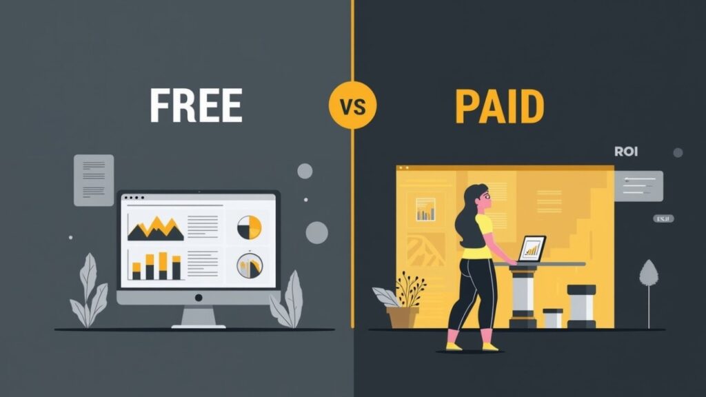 AI marketing tools with no restrictions comparison showing free vs paid marketing tools with analytics, ROI, and performance insights