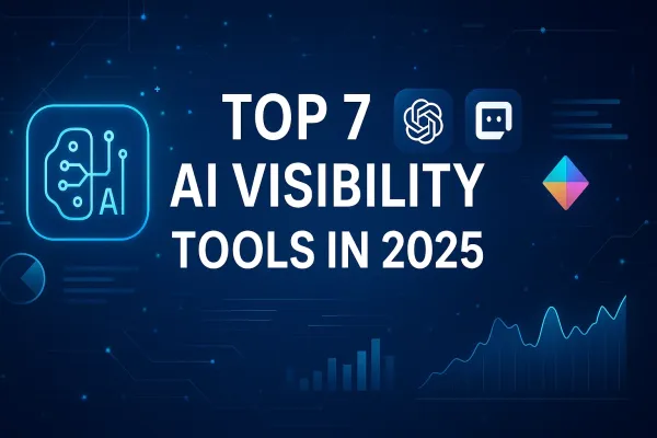 "Top AI visibility tools in 2025 graphic showcasing advanced analytics and icons, representing the best SEO strategies for AI visibility tools."