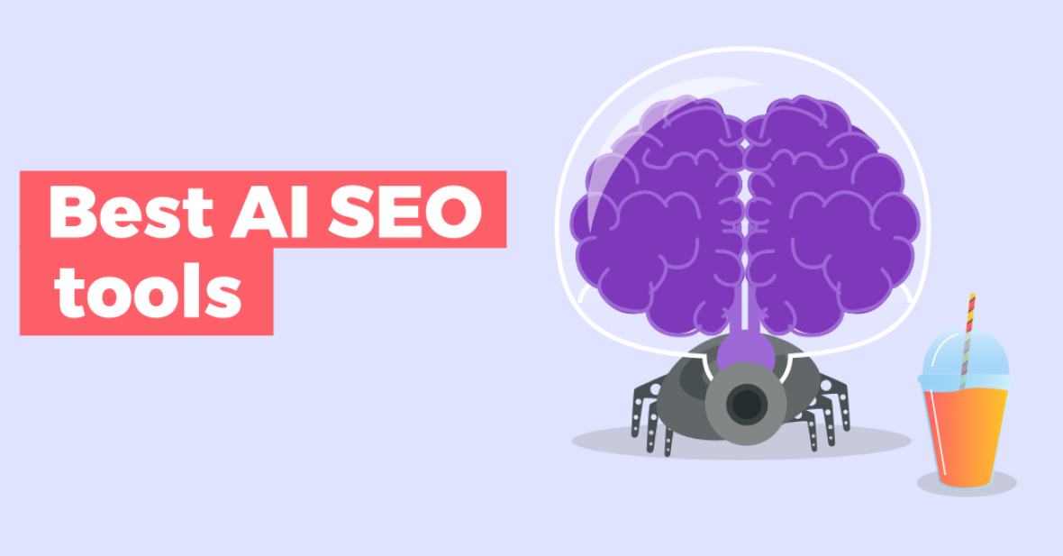 "Illustration showing best AI SEO tools with a robotic brain concept – AI SEO tools comparison graphic"