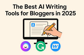 Best AI Writing Tools for Bloggers in 2025 illustrated with AI-powered content writing platforms helping bloggers create high-quality blog posts
