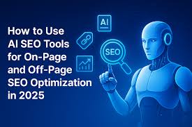 AI SEO Tools Visibility Optimization showing an AI-powered assistant analyzing on-page and off-page SEO strategies for better search visibility in 2025