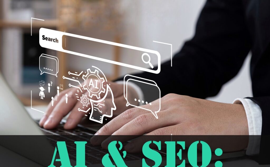AI visibility vs SEO difference showing AI-powered search and SEO concepts on a laptop