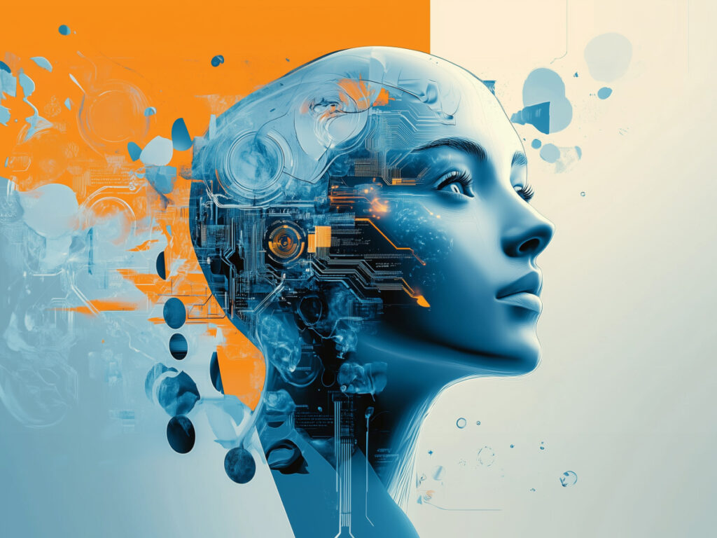 AI Marketing concept illustration showing artificial intelligence powering data-driven marketing growth, automation, and customer insights