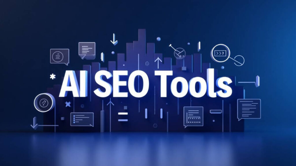 AI powered SEO tools free concept showing AI SEO tools with analytics, keyword research, and search ranking optimization
